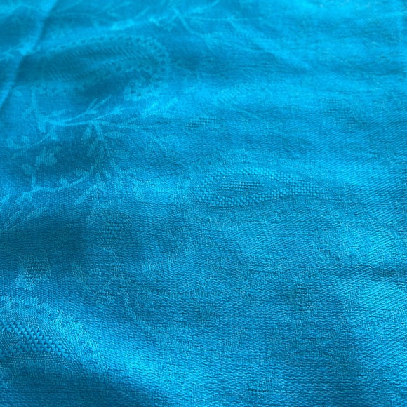 Pashmina Bright Blue with Purple Paisley Fringe Shawl Wrap Scarf - Picture 4 of 5